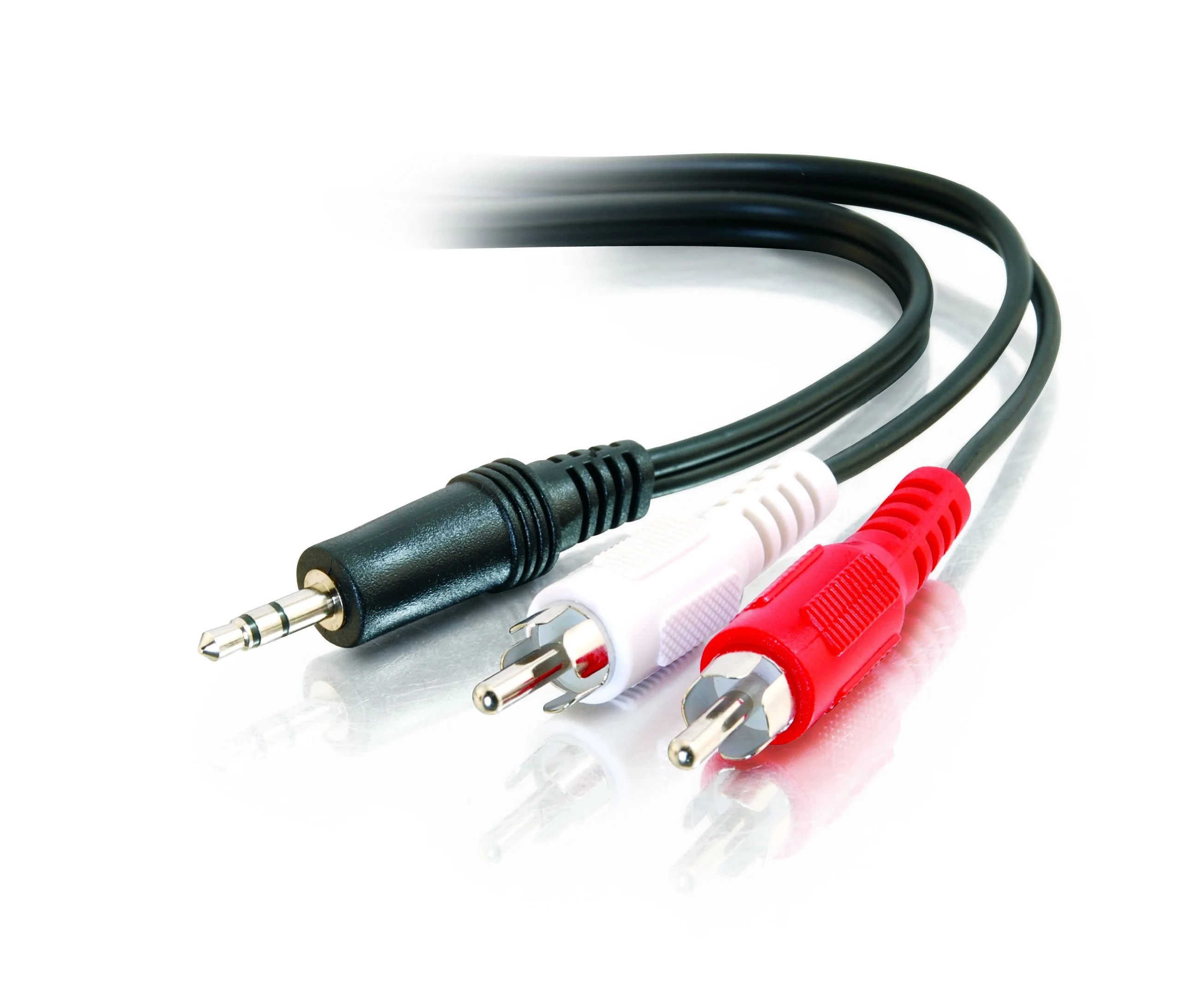 C2G Legrand 3.5mm Male to RCA, Stereo Audio Extension Cable, Audio Y-Adapter Cable, Black Dual RCA to 3.5mm Adapter, 12 Foot