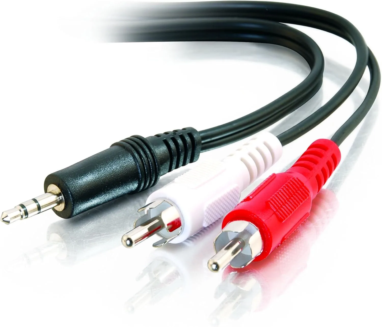 C2G Legrand 3.5mm Male to RCA, Stereo Audio Extension Cable, Audio Y-Adapter Cable, Black Dual RCA to 3.5mm Adapter, 12 Foot
