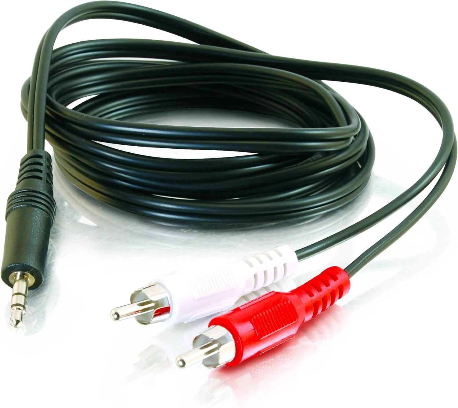 C2G Legrand 3.5mm Male to RCA, Stereo Audio Extension Cable, Audio Y-Adapter Cable, Black Dual RCA to 3.5mm Adapter, 12 Foot