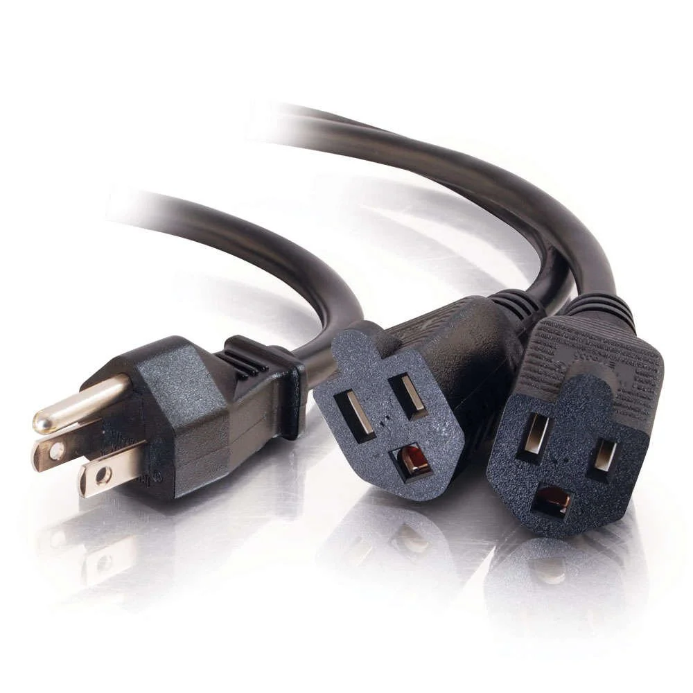 C2G Power Splitter Cord (Power Squid), 16 AWG, Black