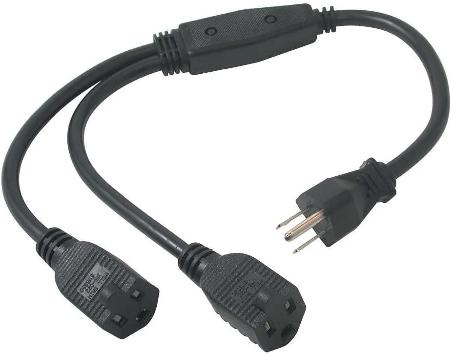 C2G Power Splitter Cord (Power Squid), 16 AWG, Black
