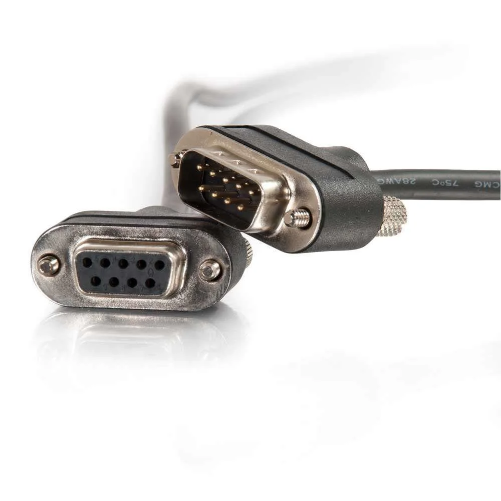 C2G 52160 Serial RS232 DB9 Cable with Low Profile Connectors M/F, in-Wall CMG-Rated, Black (15 Feet, 4.57 Meters)