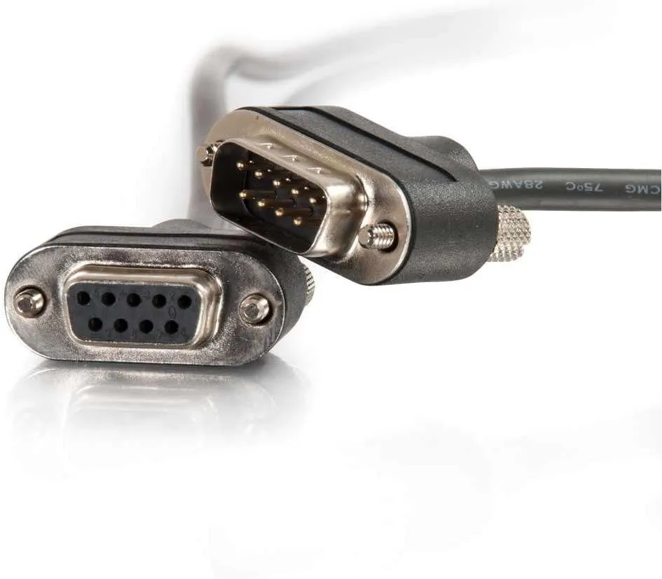 C2G 52160 Serial RS232 DB9 Cable with Low Profile Connectors M/F, in-Wall CMG-Rated, Black (15 Feet, 4.57 Meters)