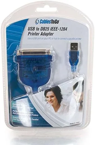 C2G 16899 USB To DB25 Parallel Printer Adapter Cable, Beige (6 Feet, 1.82 Meters)