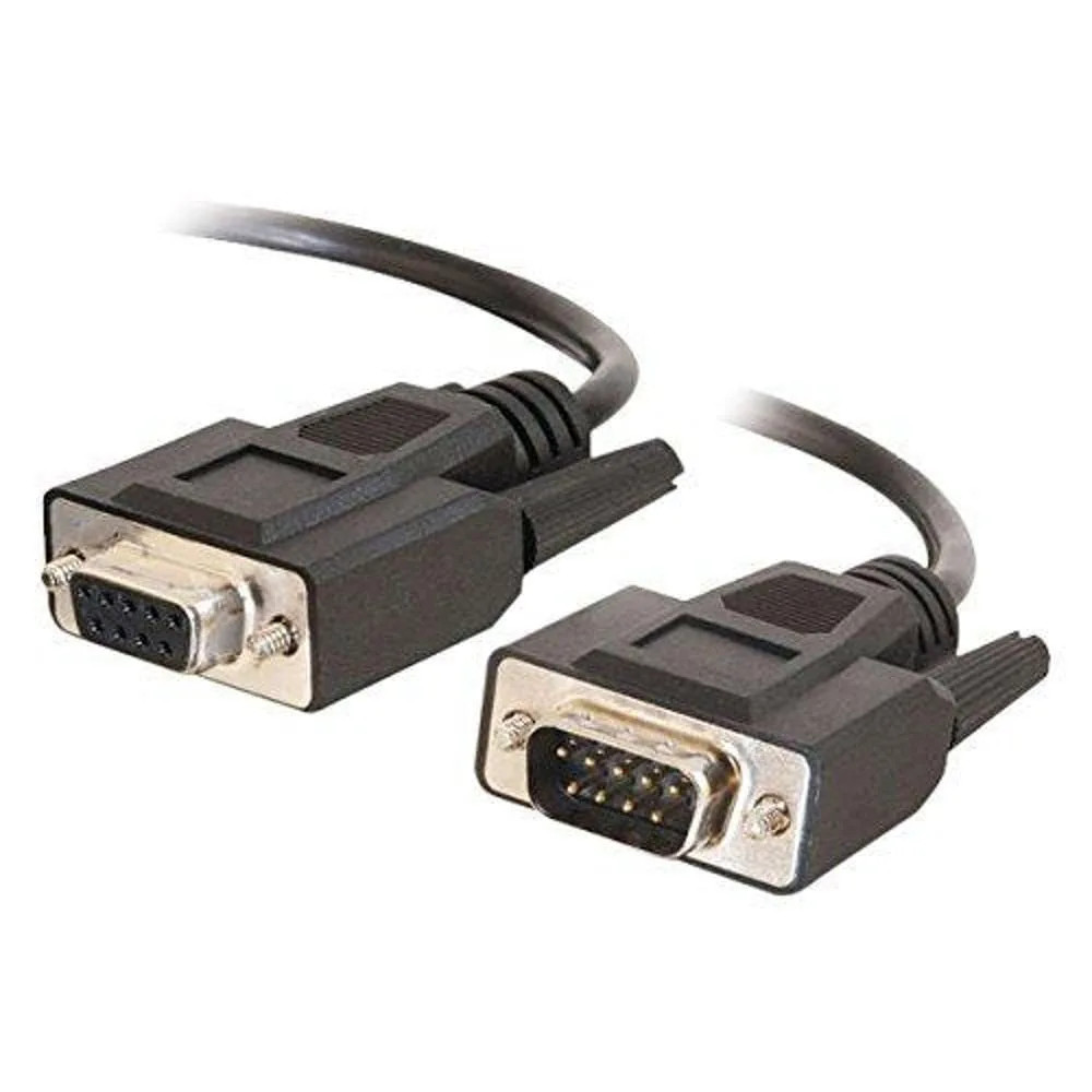 C2G - Serial extension cable - DB-9 (M) to DB-9 (F) - 1 ft - molded, thumbscrews - black