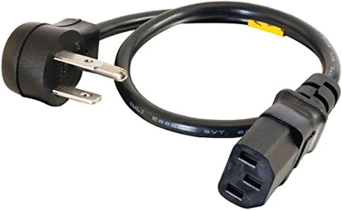 C2G 27900 18 AWG Universal Flat Plug Extension Cord, 1.5 Feet (0.45 Meters), Black