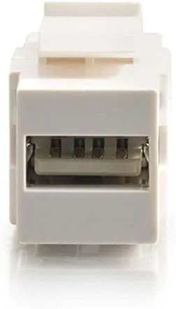 C2G/Cables to Go 28751 Snap-In USB A/B Female Keystone Insert Module, TAA Compliant, White