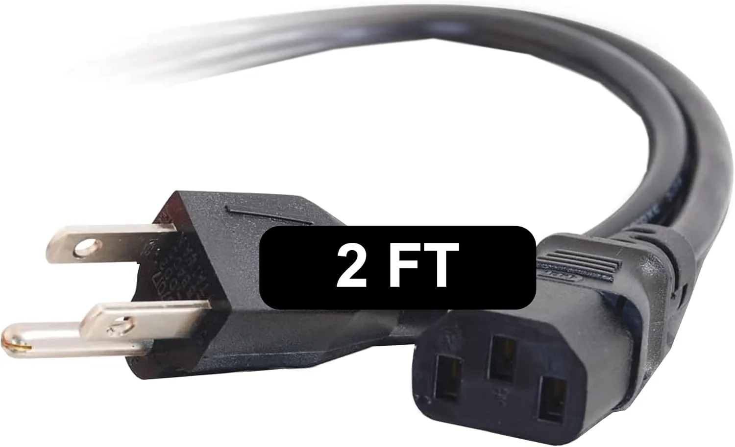C2G 2FT Premium Replacement AC Power Cord - Durable Power Cable for TV, Computer, Monitor