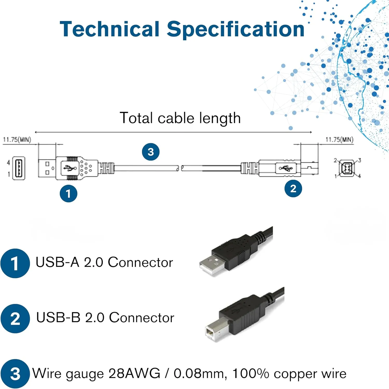 C2G 28104 5m (16.4ft) USB 2.0 A to B Cable - Black