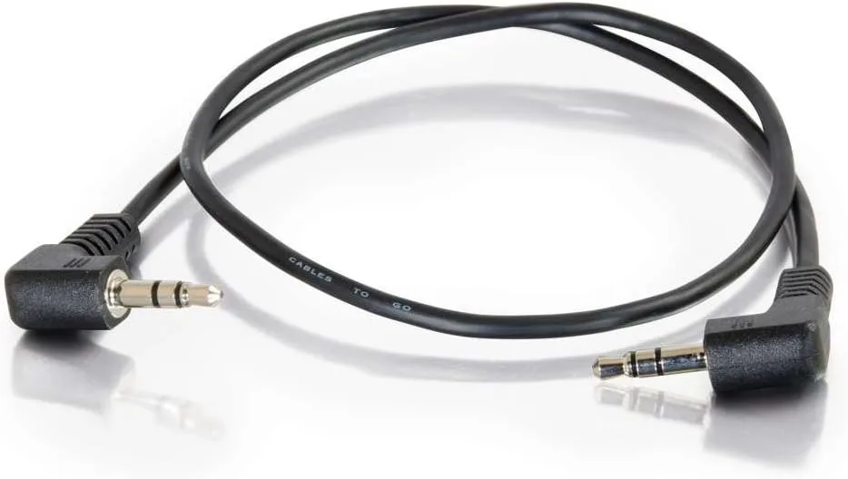 C2G Legrand Velocity 3.5mm Right Angle Stereo Audio Extension Cable, Male to Male Auxiliary Cable