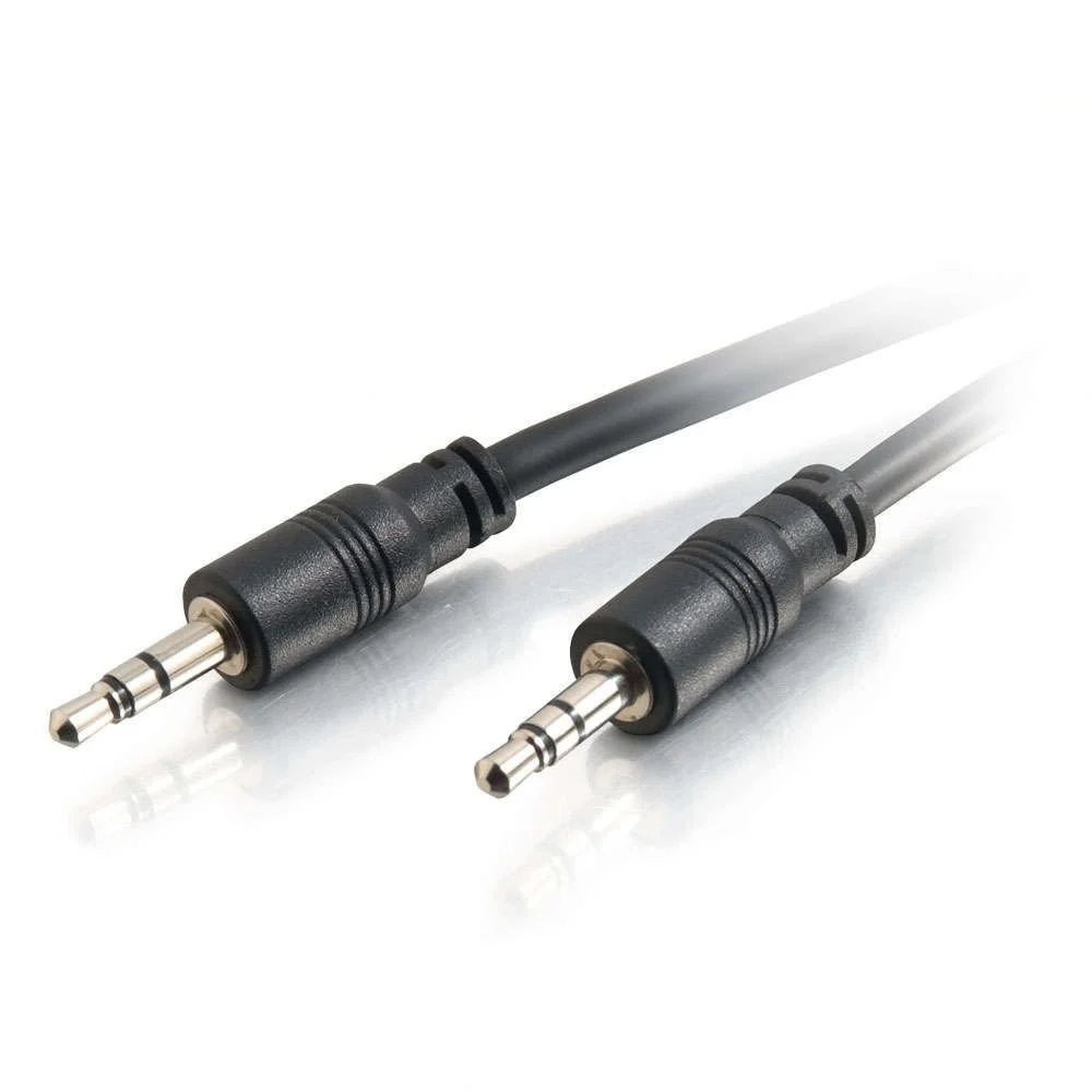 C2G 40106 3.5mm Stereo Audio Cable with Low Profile Connectors M/M, In-Wall CMG-Rated (15 Feet, 4.57 Meters) Black