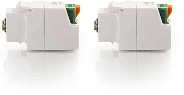 Legrand - C2G 3.5MM Keystone Module, Stereo Keystone Jack with 4-Pin Mini Din Connector, White 3-Conductor Keystone Adapter