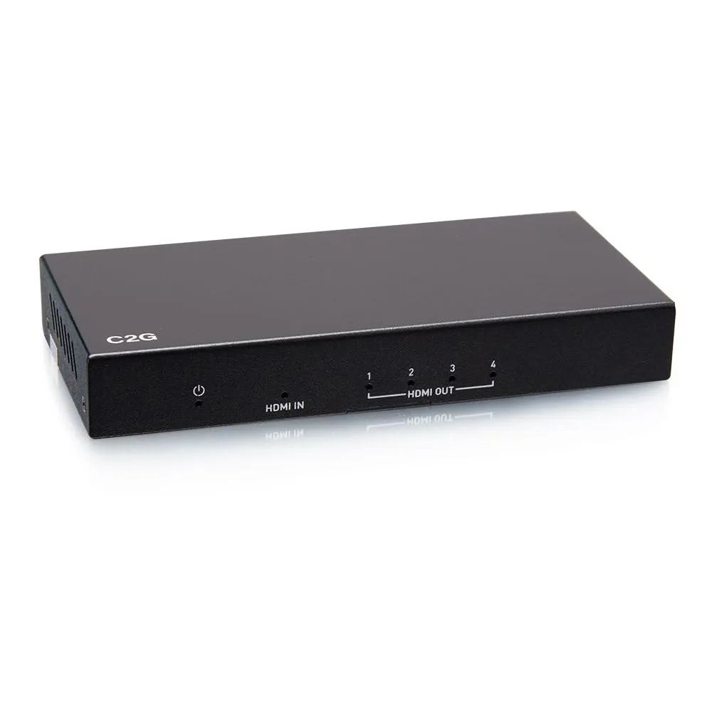 C2G 4-Port HDMI Distribution Amplifier Splitter - 4K 60Hz - Black - 5-Year Warranty