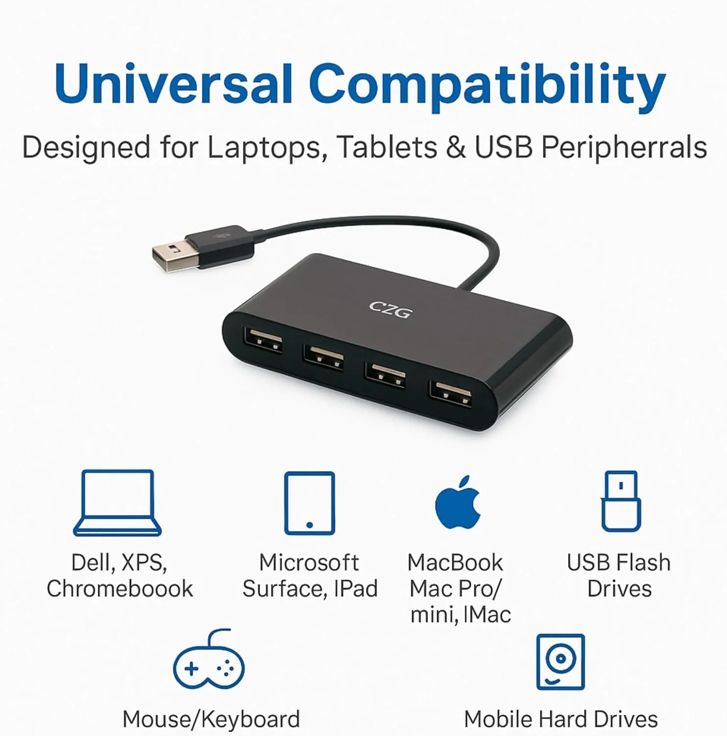 C2G 4-Port USB-A 3.0 Hub - SuperSpeed USB 5Gbps, Black (C2G54462)