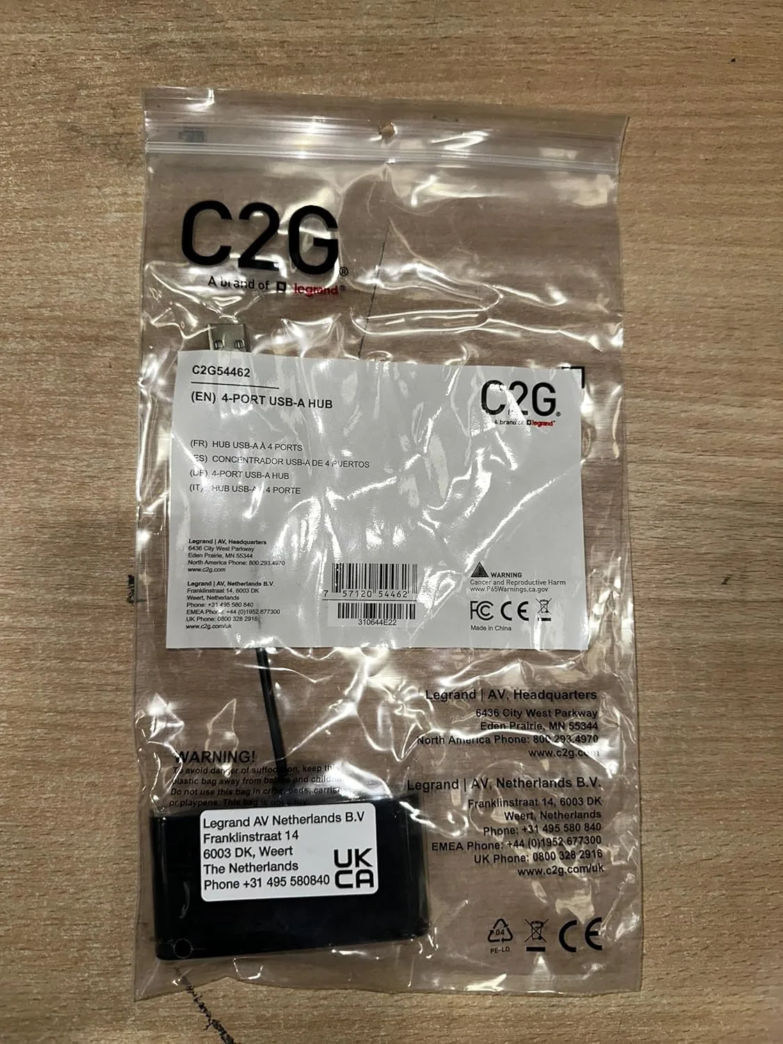 C2G 4-Port USB-A 3.0 Hub - SuperSpeed USB 5Gbps, Black (C2G54462)