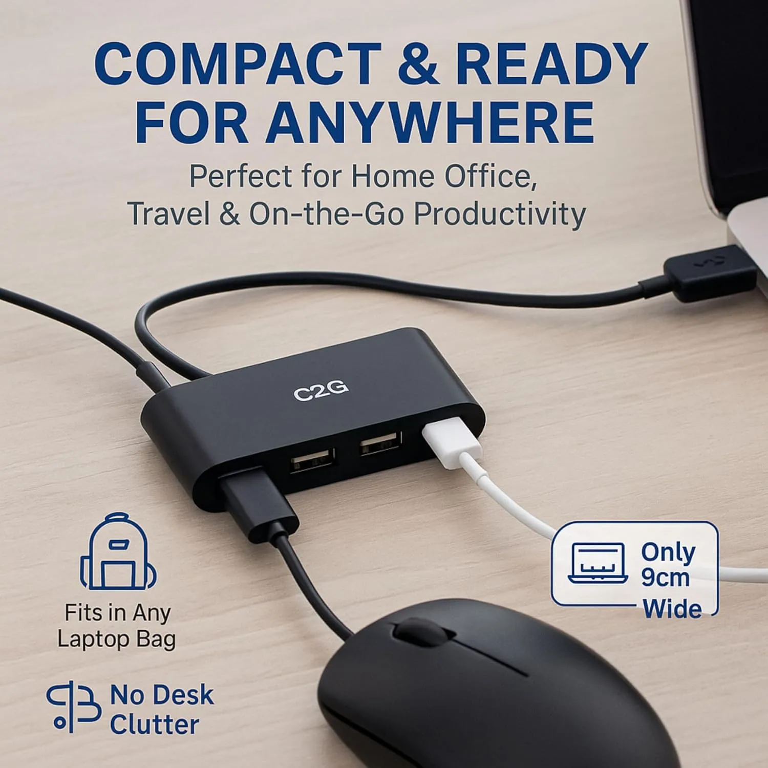 C2G 4-Port USB-A 3.0 Hub - SuperSpeed USB 5Gbps, Black (C2G54462)