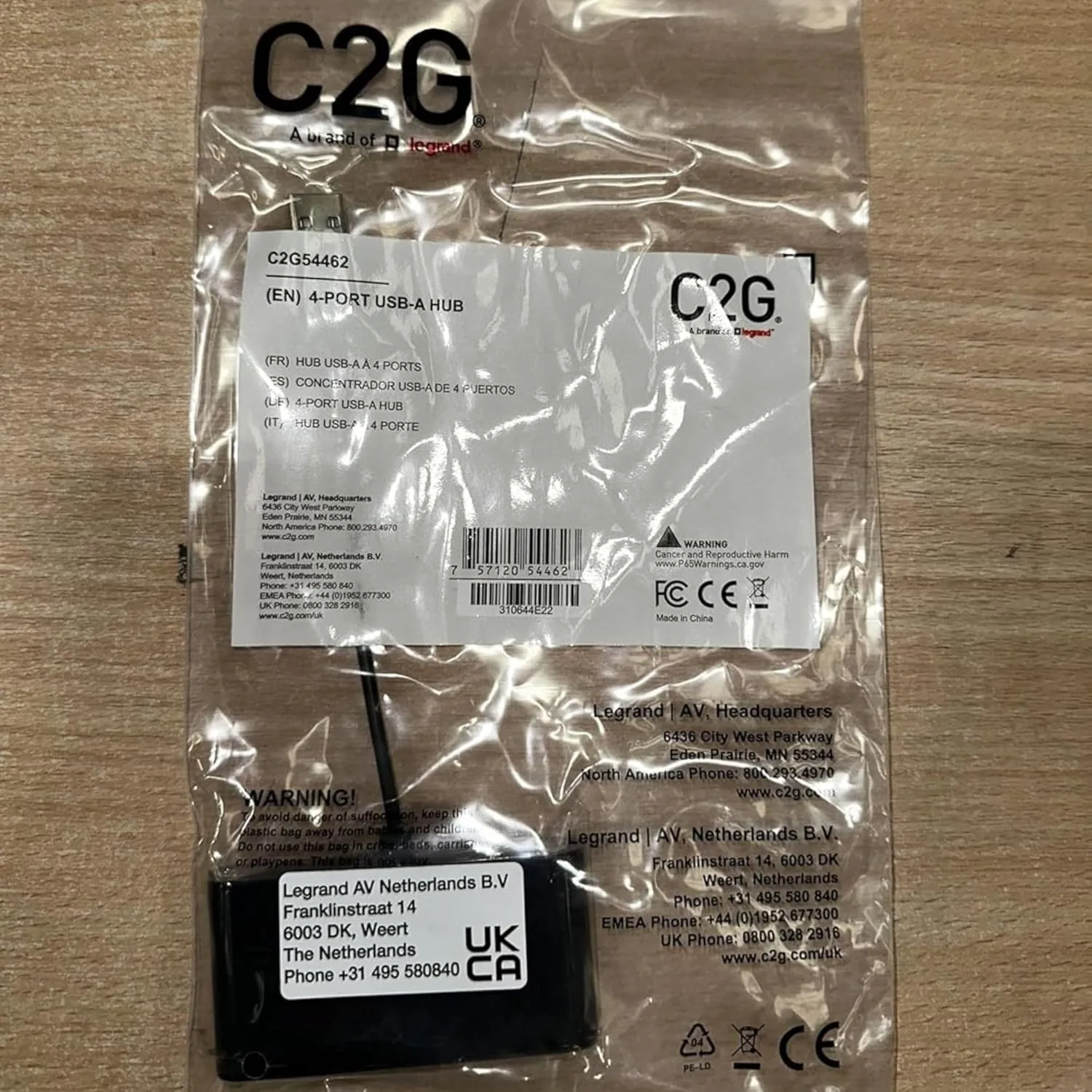 C2G 4-Port USB-A 3.0 Hub - SuperSpeed USB 5Gbps, Black (C2G54462)