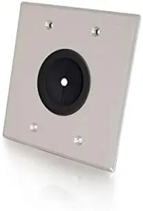 C2G 40546 1.5 Inch Grommet Cable Pass Through Double Gang Wall Plate, Brushed Aluminum Aluminum Silver