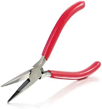 C2G 4.5in Long Nose Pliers - Red PVC Handle