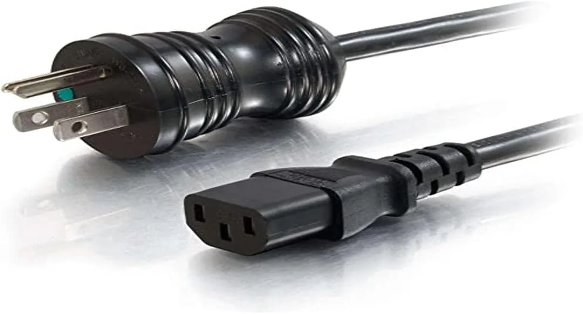 C2G 48007 16 AWG Hospital Grade Power Cord - NEMA 5-15P to IEC320C13, TAA Compliant, Black (10 Feet