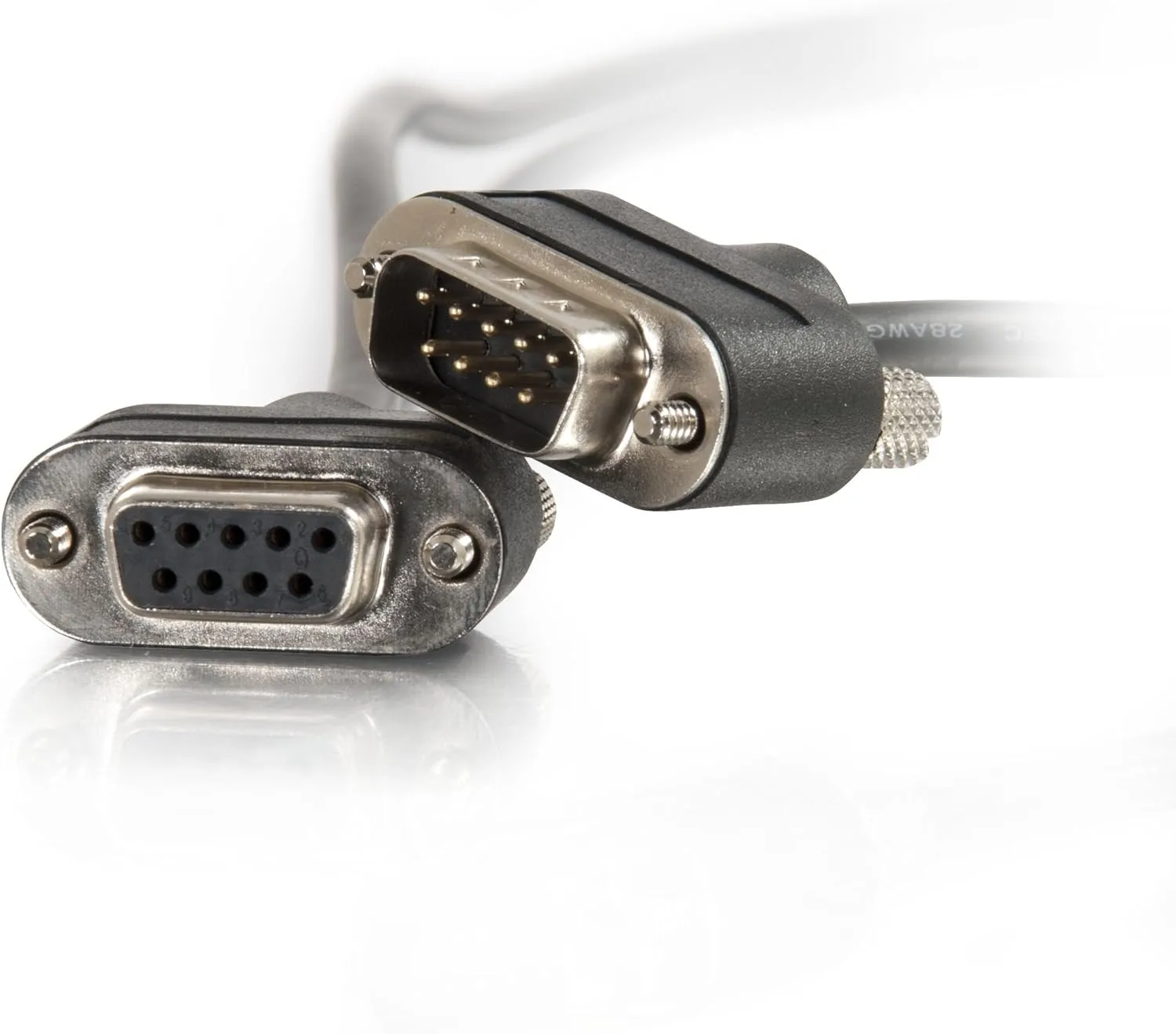 C2G 52187 Serial RS232 DB9 Null Modem Cable with Low Profile Connectors M/F, In-Wall CMG-Rated, Black (15 Feet, 4.57 Meters)