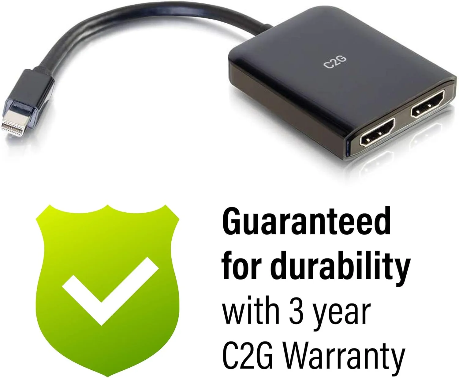 C2G 54292 USB Powered 4K 2-Port Mini DisplayPort to HDMI MST Hub Monitor Splitter, Black