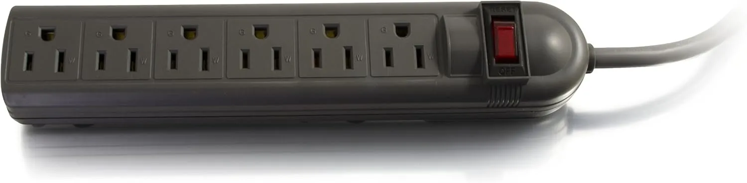 C2G Legrand 6 Outlet Power Strip with Surge Protector, Black Surge Suppressor Power Strip