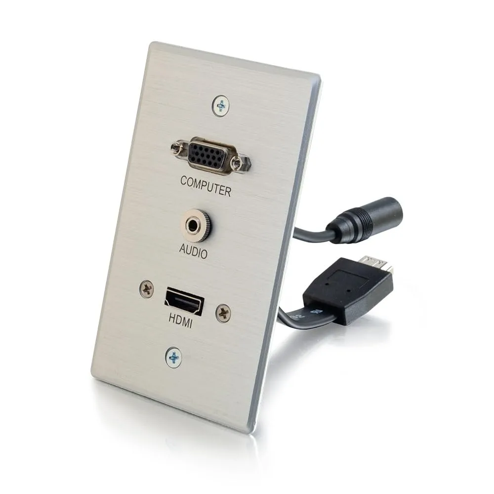 C2G Legrand Single Gang Pass-Through Wall Plate with HDMI, VGA and 3.5mm Stereo Audio