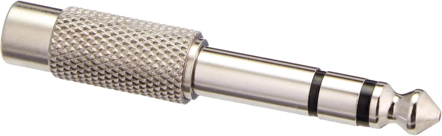 C2G Legrand 6.3mm Stereo Male to RCA Female Audio Adapter, Silver Stereo Plug Adapter, 1 Count, C2G 40640