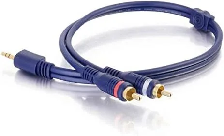 C2G Legrand 3.5MM to RCA Y-Cable, 12 Foot Y Splitter Audio Cable RCA, Blue 3.5MM to RCA Audio Cable, 1 Count, C2G 40615