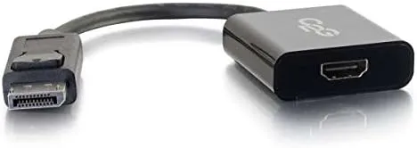 C2G Display Port Cable, Display Port to HDMI, 4K, Male to Female, Black, 8 inches, Cables to Go 54306