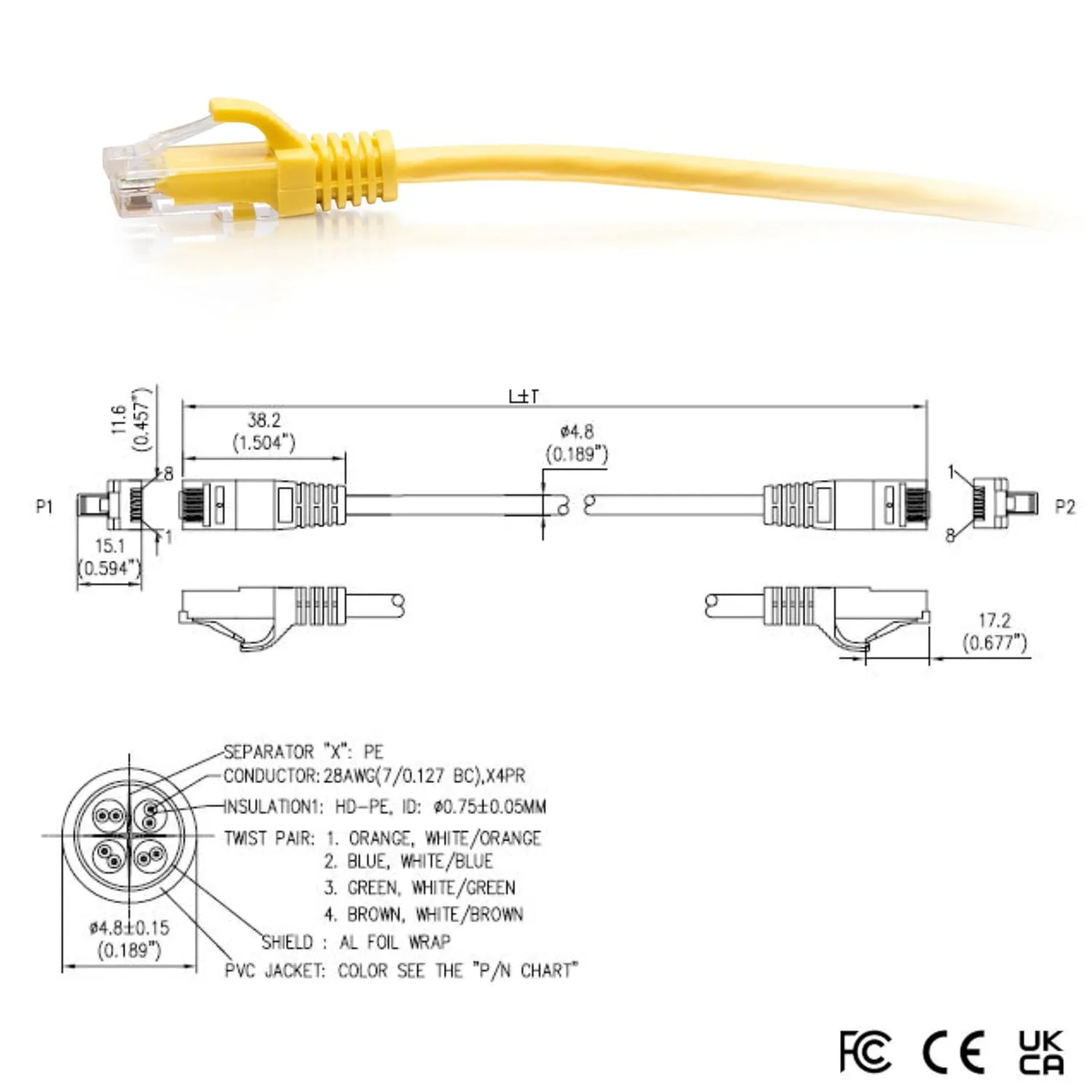 C2G Cat6a Snagless Unshielded (UTP) Slim Ethernet Patch Cable