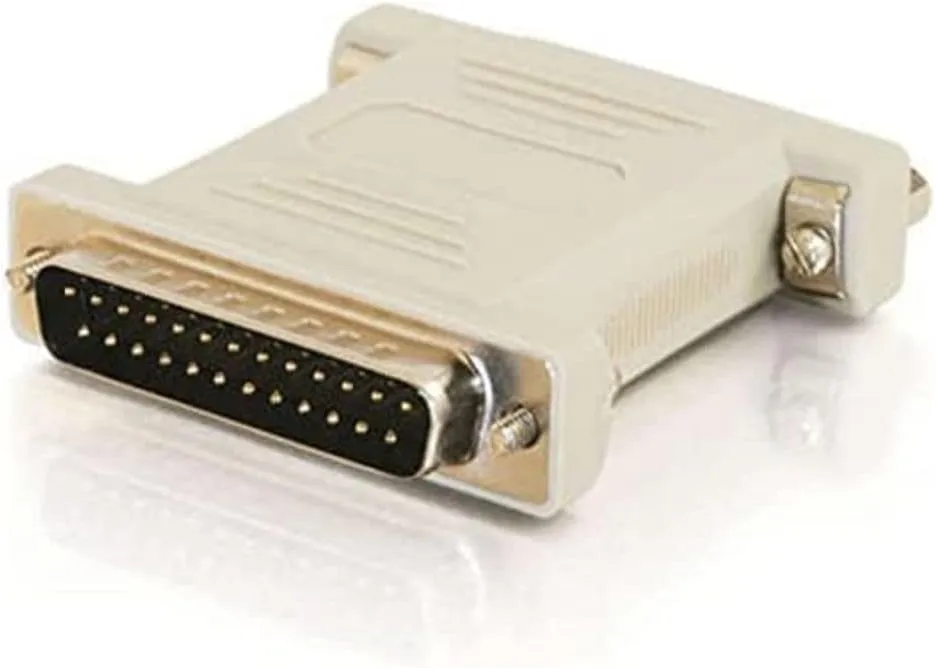 C2G Legrand Null Modem Adapter, DB25 Male to Female RS232 Serial Adapter, Beige