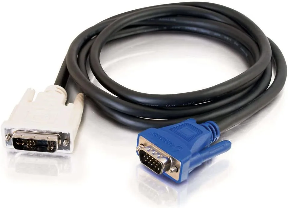 C2G 26954 DVI Male to HD15 VGA Male Video Cable, Black (6.6 Feet, 2 Meters)