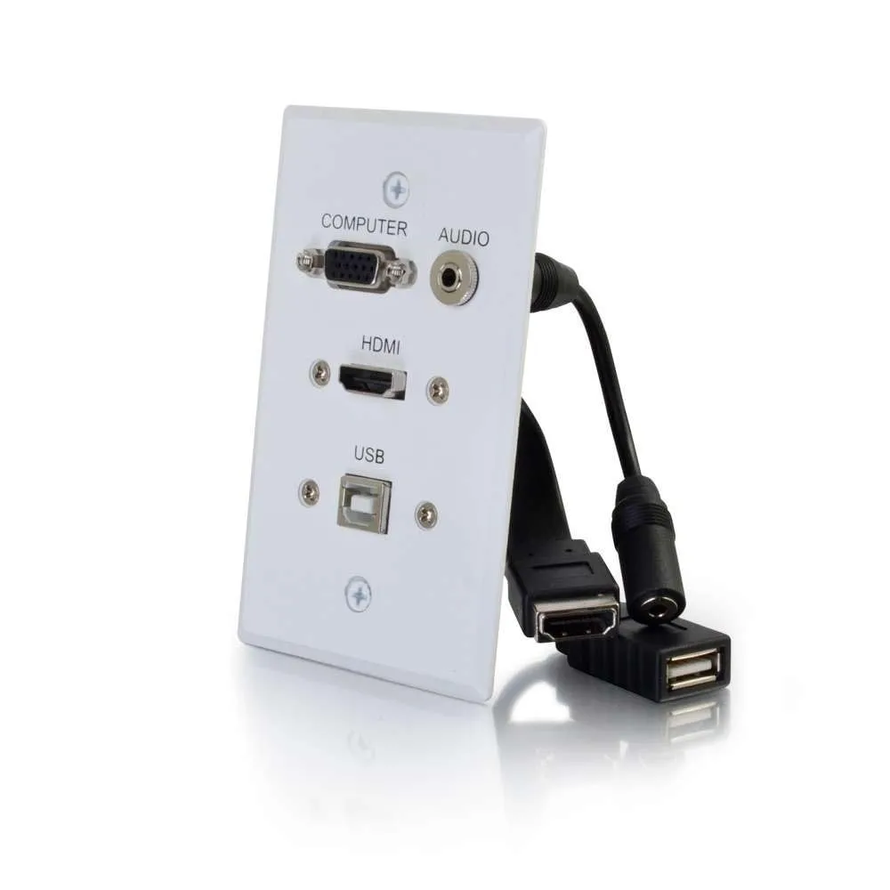 C2G Legrand Single Gang Pass-Through Wall Plate with HDMI, VGA and 3.5mm Stereo Audio