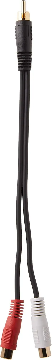 C2G Legrand RCA Male to RCA Female Signal Splitter Cable, Black RCA to RCA Splitter, 6 Inch Audio Stereo Y-Cable