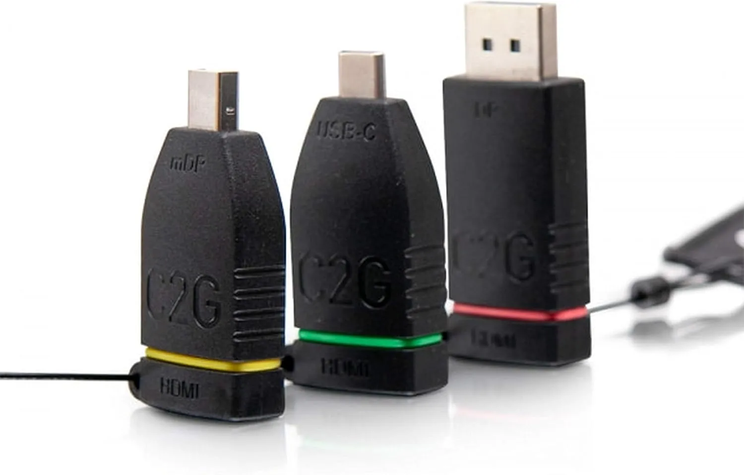 C2G Retractable Universal Mount 4K HDMI® Adapter Ring with Color Coded Mini DisplayPort™, DisplayPort, and USB-C®