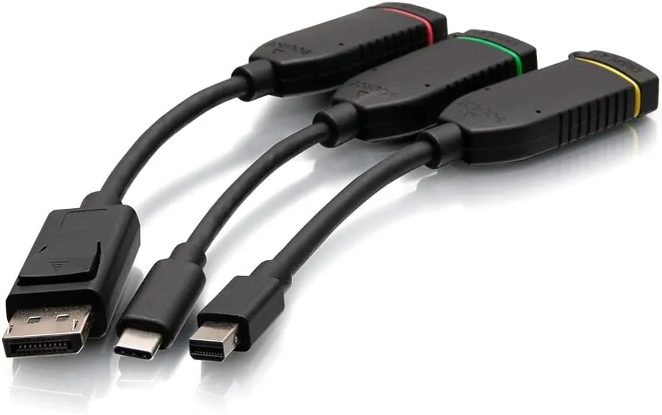 C2G Retractable Universal Mount 4K HDMI® Dongle Adapter Ring with Color Coded Mini DisplayPort™, DisplayPort, and USB-C®