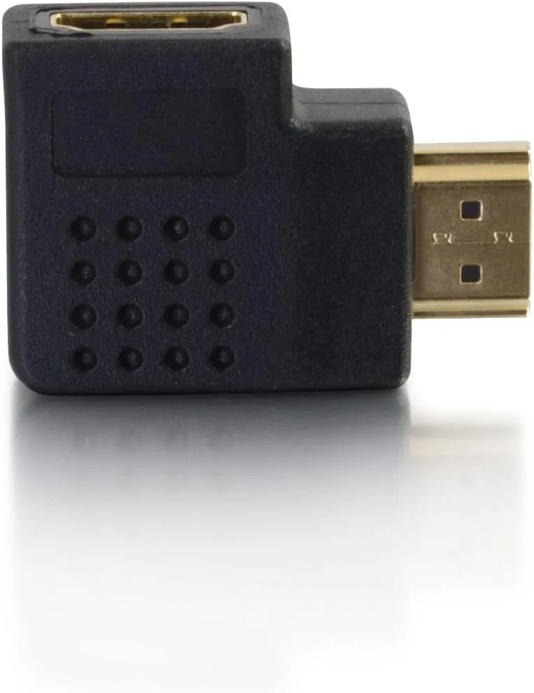 C2G HDMI Adapter, HDMI Right Angle Adapter, Fits in Tight Spaces, for Wall Mounted TVs, Black, Cables to Go 43290