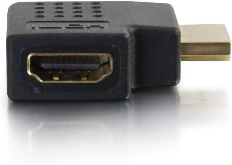 C2G HDMI Adapter, HDMI Right Angle Adapter, Fits in Tight Spaces, for Wall Mounted TVs, Black, Cables to Go 43290