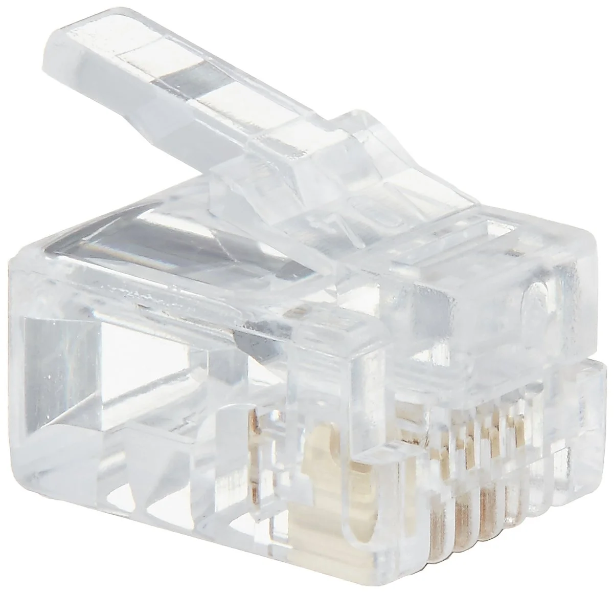 C2G 27562 RJ11 6x4 Modular Plug for Round Solid Cable Multipack (50 Pack) Clear Round Solid Pack of 50