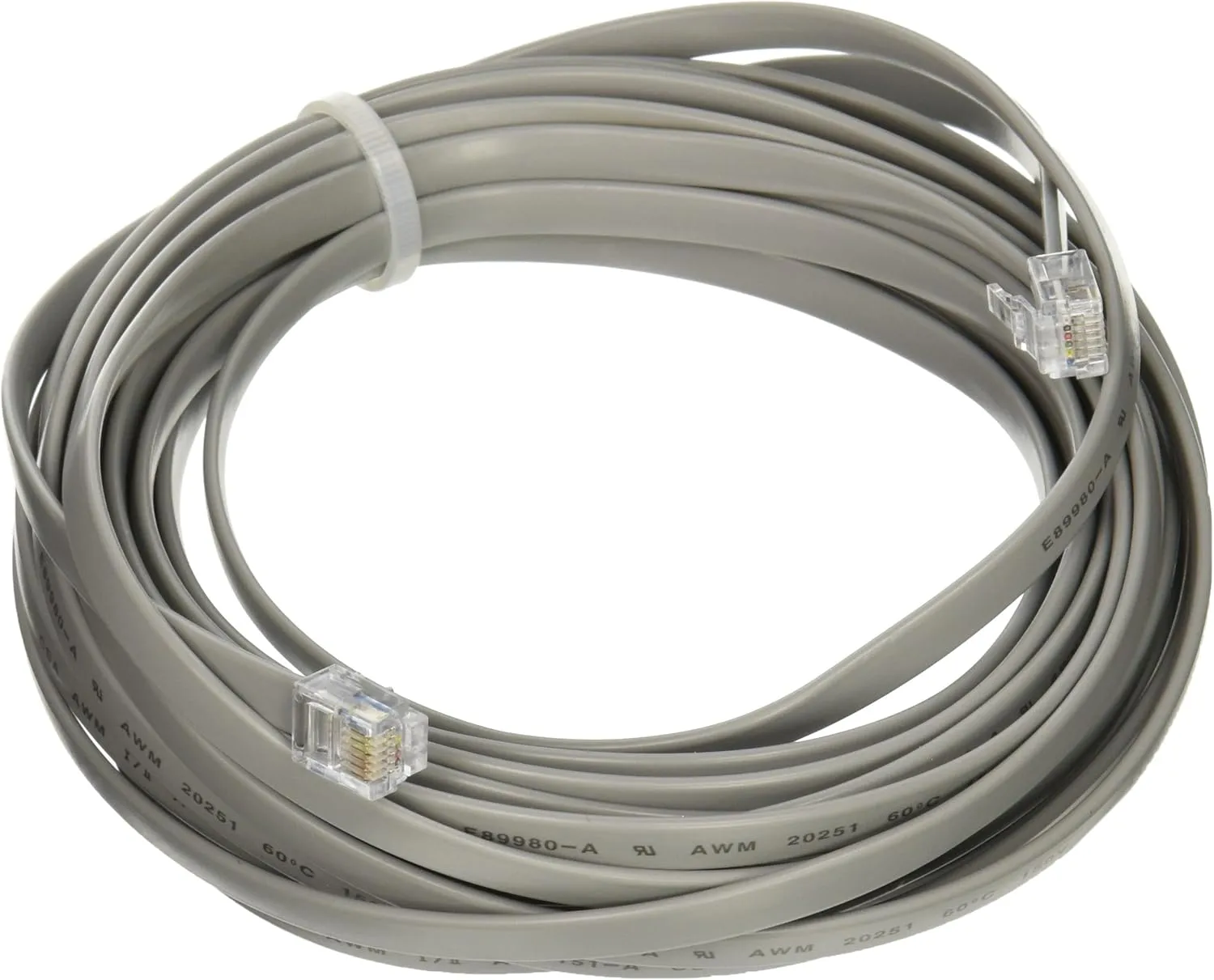 Legrand - C2G RJ12 6C6P Straight Modular Cable, Straight Through Pinned Cable, Silver Modern Cable, 25 Feet, C2G 08114