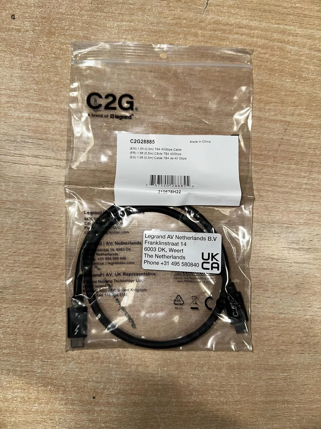 C2G Thunderbolt 4 USB-C Cable (40Gbps)