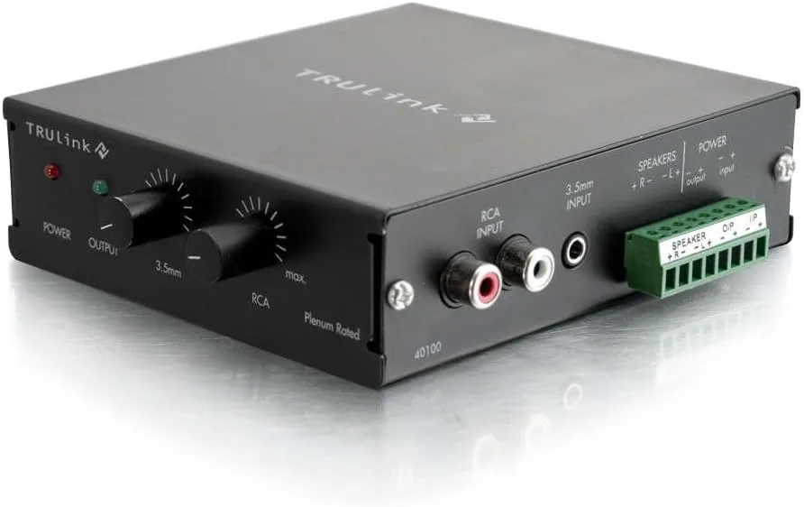 C2G Legrand Audio Amplifier, Black Audio Component Amplifier with External Volume Control, TAA Compliant Amp