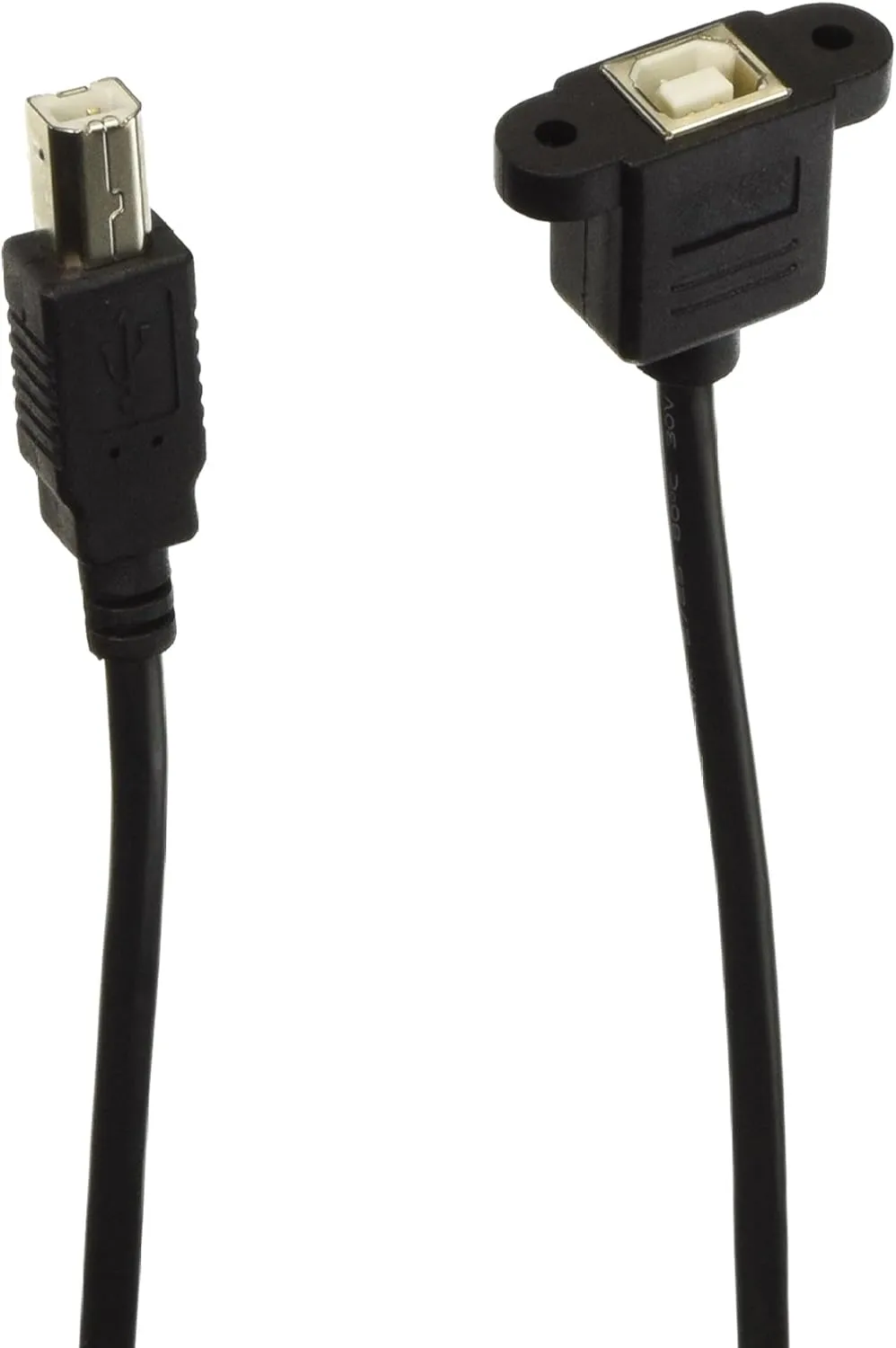 C2G USB Cable, USB Panel Mount, USB 2.0 Cable, USB B to B Cable, 2 Feet (0.60 Meters), Black, Cables to Go 28073