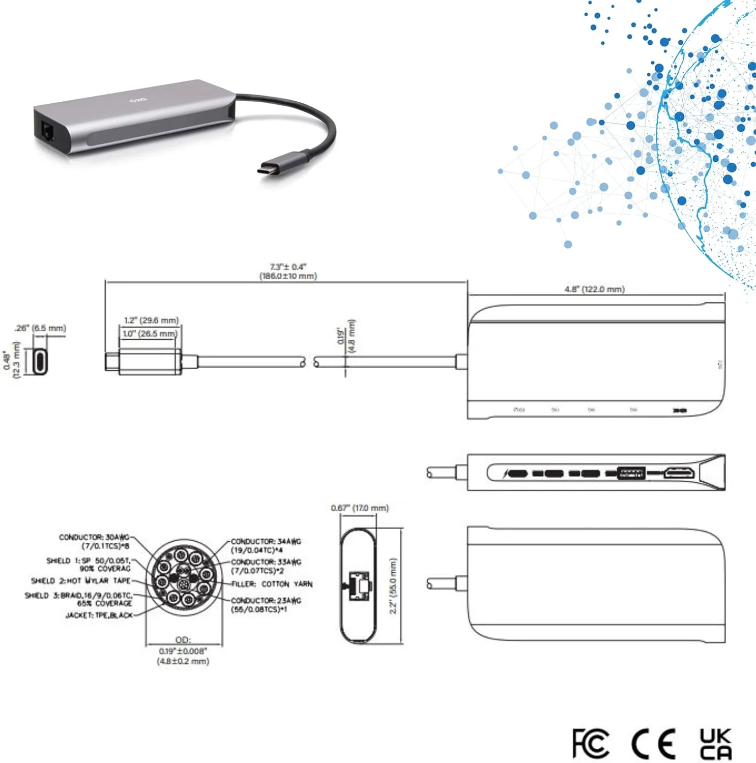 C2G USB-C® 4.0 6-in-1 Mini Docking Station with HDMI®, USB-A, Ethernet, and USB-C® 85W– 8K 60HZ
