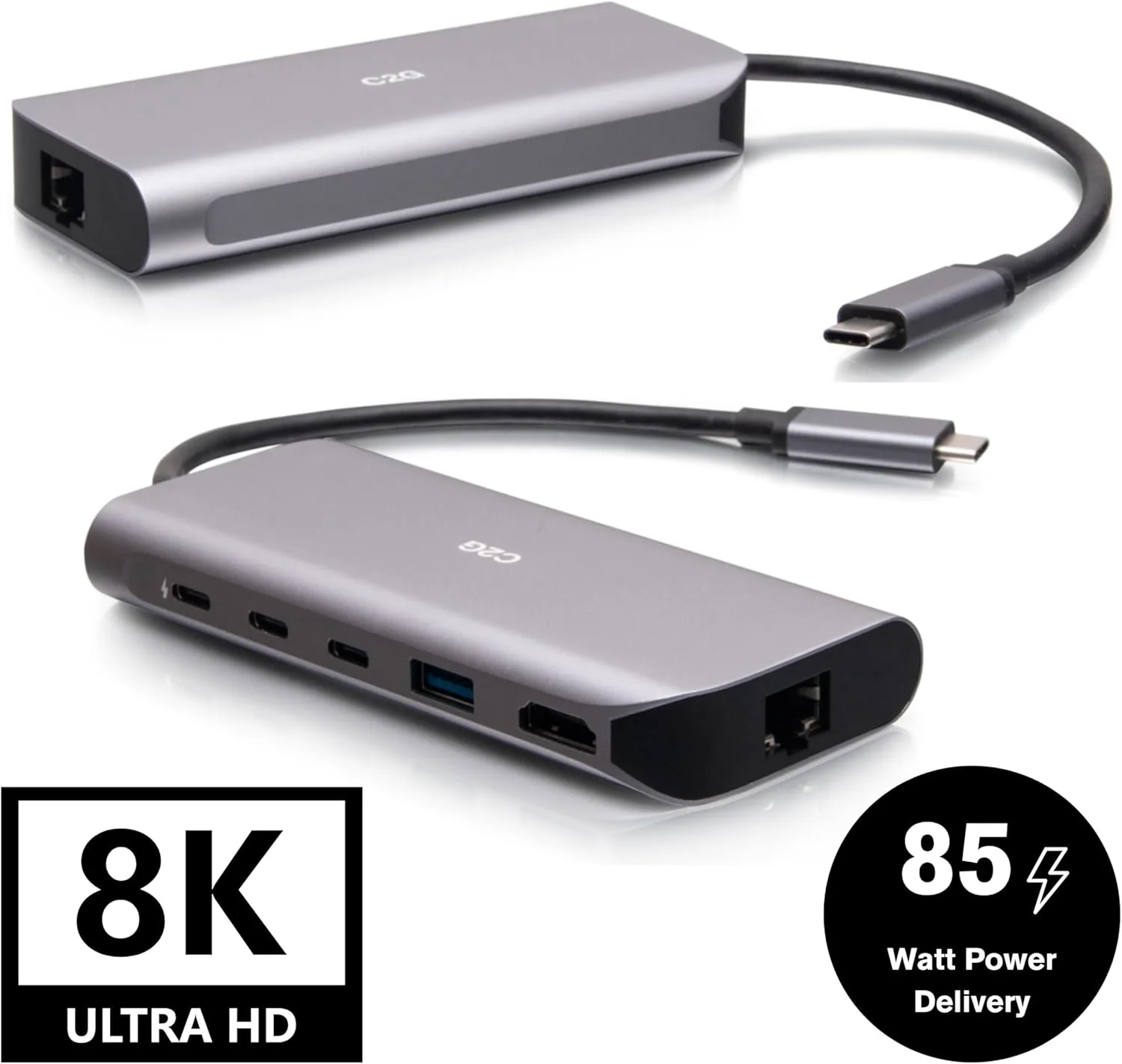 C2G USB-C® 4.0 6-in-1 Mini Docking Station with HDMI®, USB-A, Ethernet, and USB-C® 85W– 8K 60HZ