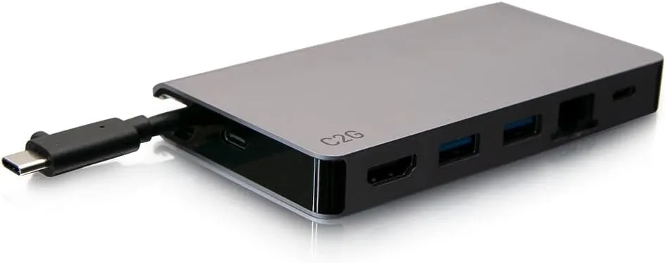 C2G USB-C® 5-in-1 Compact Dock with HDMI®, 2X USB-A, Ethernet, and USB-C Power Delivery up to 100W - 4K 30Hz