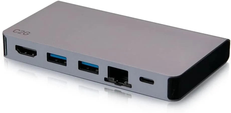 C2G USB-C® 5-in-1 Compact Dock with HDMI®, 2X USB-A, Ethernet, and USB-C Power Delivery up to 100W - 4K 30Hz