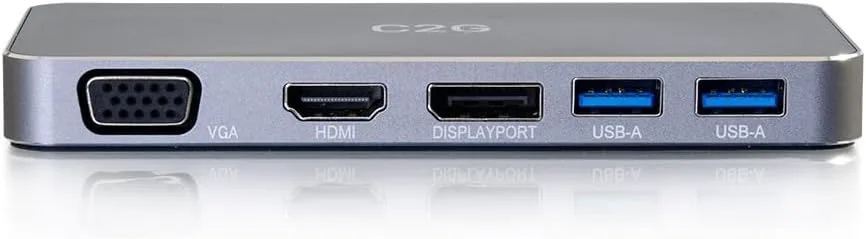 C2G USB-C 7-in-1 Dual Display MST Docking Station with HDMI, DisplayPort, VGA and Power Delivery up to 100W - 4K 30Hz